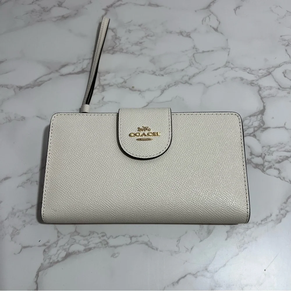 NWT Coach Ivory Leather Wristlet/Phone Wallet - Picture 3 of 11